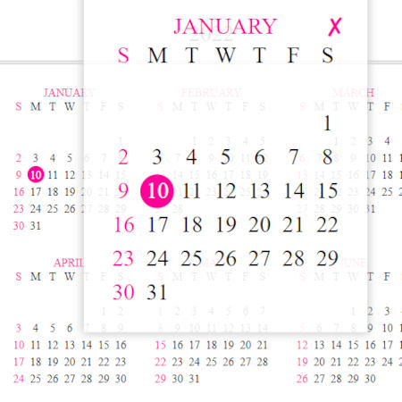 calendrier annuel et calendrier mensuel