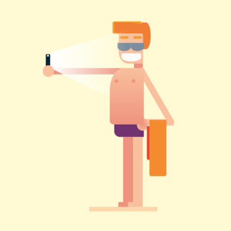 Un homme fait un selfie sur la plage
