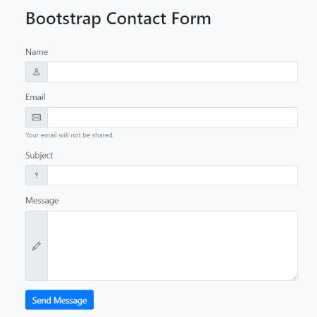 formulaire de contact Bootstrap en PHP avec mise a jour en base de donnees