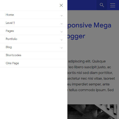 mega menu responsive avec search bar