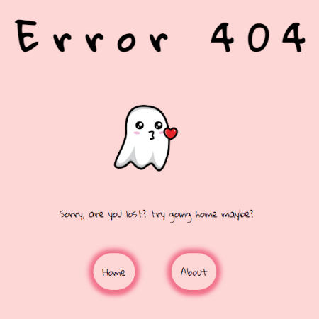 Page d'erreur 404 avec fantome mignon