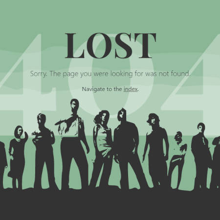 page 404 avec un message 'perdu'
