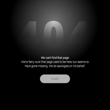 animation d'une page 404 dans la nuit, un eclairage