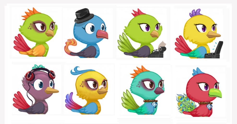 exemples d'avatars oiseaux avec Bird Generator