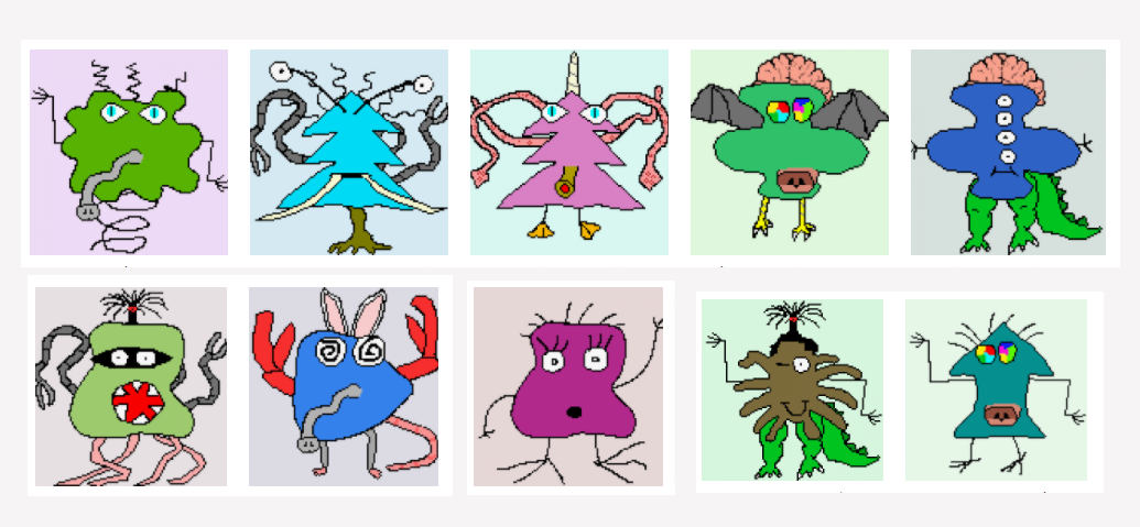 exemples d'avatars de monstres avec Monster Id
