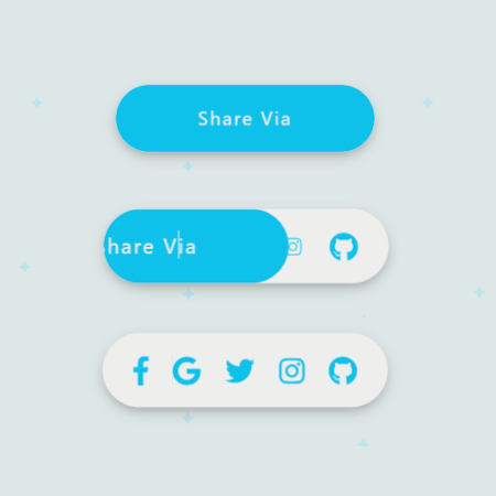 icones pour reseaux sociaux avec un bouton qui s'ouvre